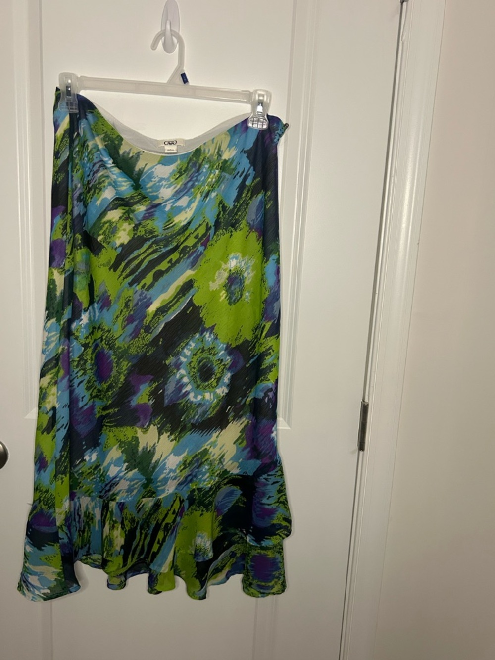 Cato Green Blue Purple Floral Midi Skirt